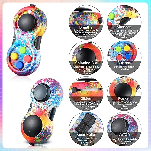 Miniatura 11 de Skylety 6 piezas de Cam Fidget Pad Controlador Aliviar la Ansiedad Mano Mini Juego Control Remoto Fidget Pad Reductor de estrés para Adultos Aliviar