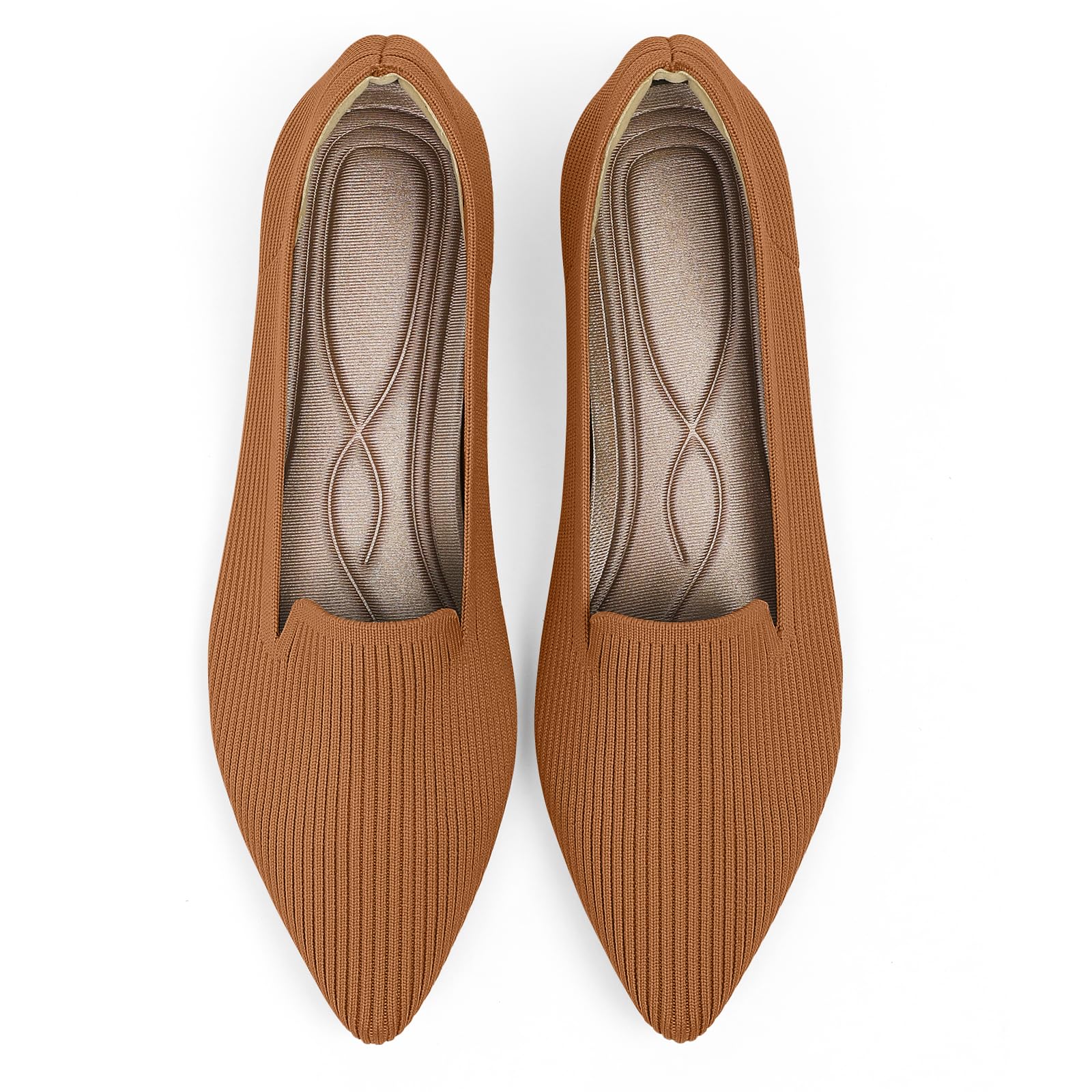 TINGRISE Women's Flats Shoes Pointed Toe Knit Washable Ballet Comfortable Dressy Work Flat