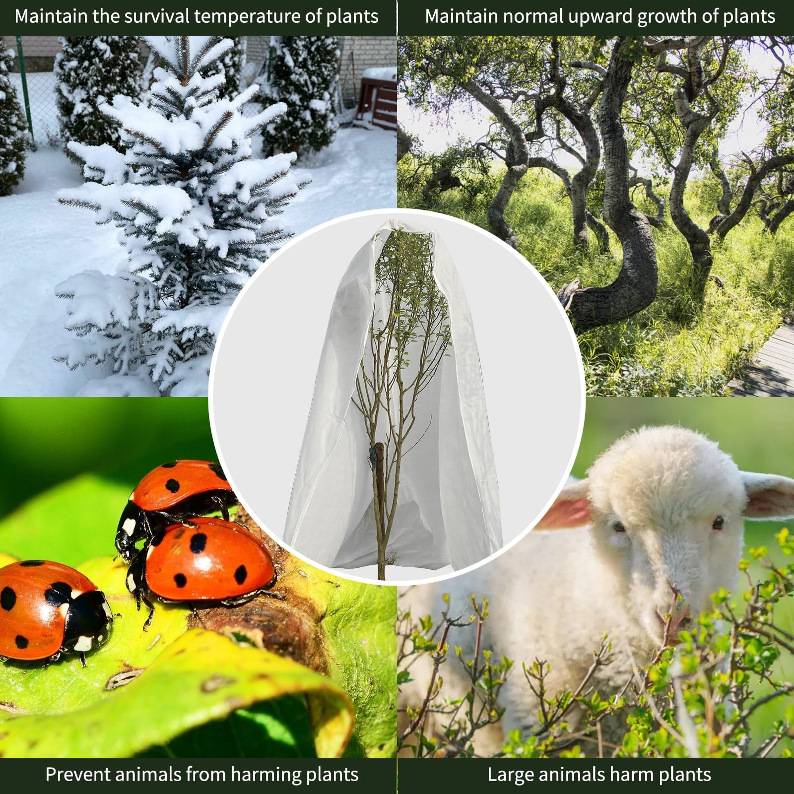 QiWeiFaCai Plant Covers Freeze Protection, Plant Covers for Winter with Drawstring and Zipper, 2.5 oz/yd² 5.9 X 4.6 Ft, Winter Plant Covers Freeze Pprotection for Protect Trees Shrubs from Cold Frost