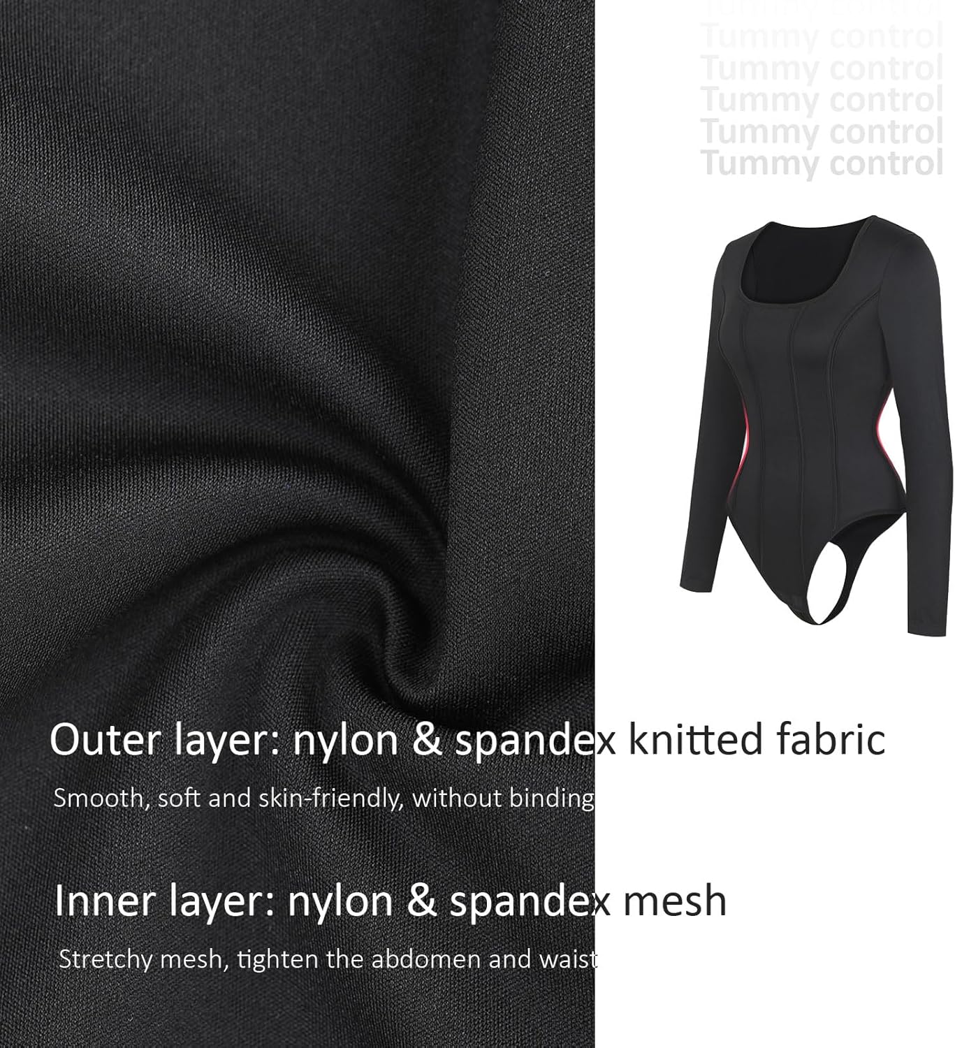 FeelinGirl Seamless Tummy Control Bodysuit Thong Basic Square Neck Slimming Tops for Women Shaping Thong