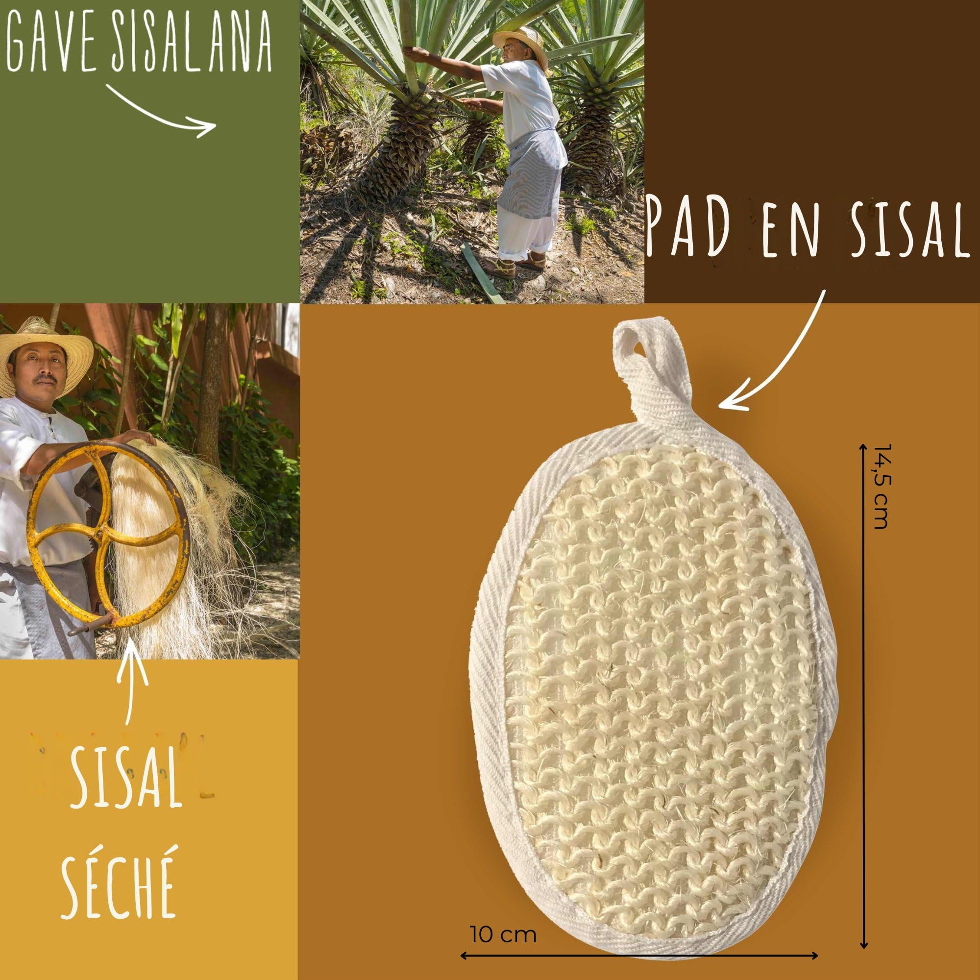 Gants Exfoliants Naturels Lot de 3, Luffa Chanvre Sisal, Pour Corps et Visage, Peau Douce et Éclatante, Vegan, Réutilisables, Zéro Déchet