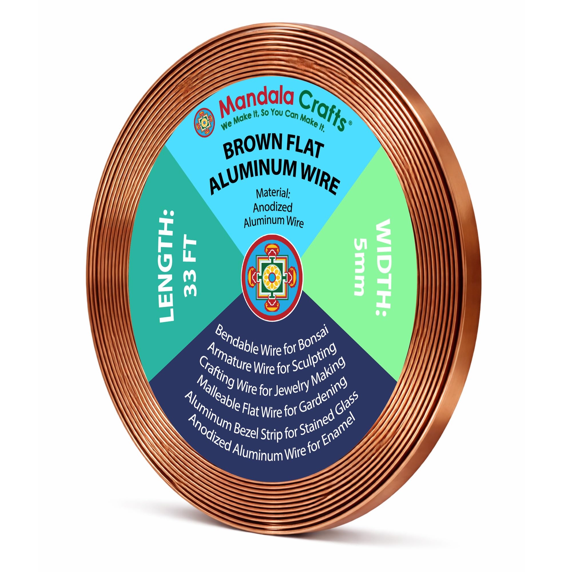 Mandala Crafts 5mm Brown Flat Aluminum Crafting Wire for Sculpting