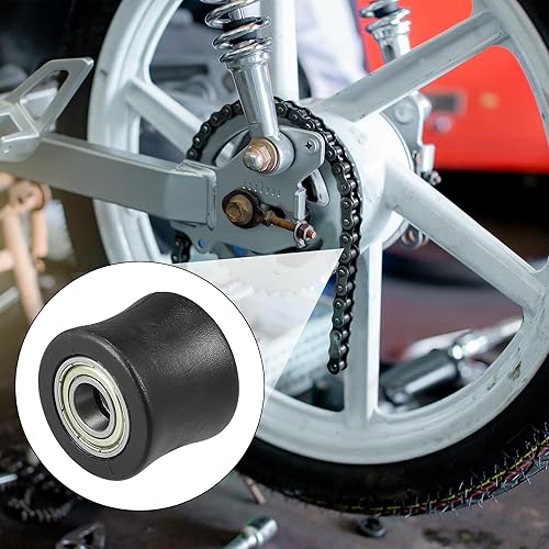 Miniatura 2 de Motoforti Tensor de ajuste de cadena de transmisión de 0.394 in, guía de rueda de goma para bicicleta de calle, motocicleta, ATV, color negro