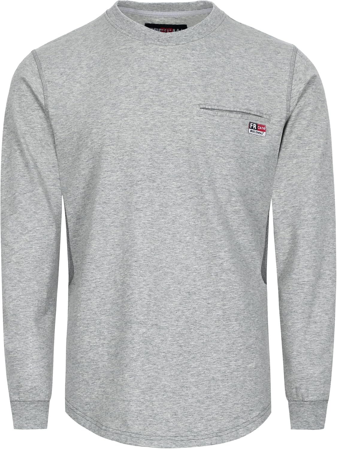 BOCOMAL FR Shirts for Summer Breathable Vented Design 6oz Heather Jersey Flame Resistant Long Sleeve Crew T Shirt