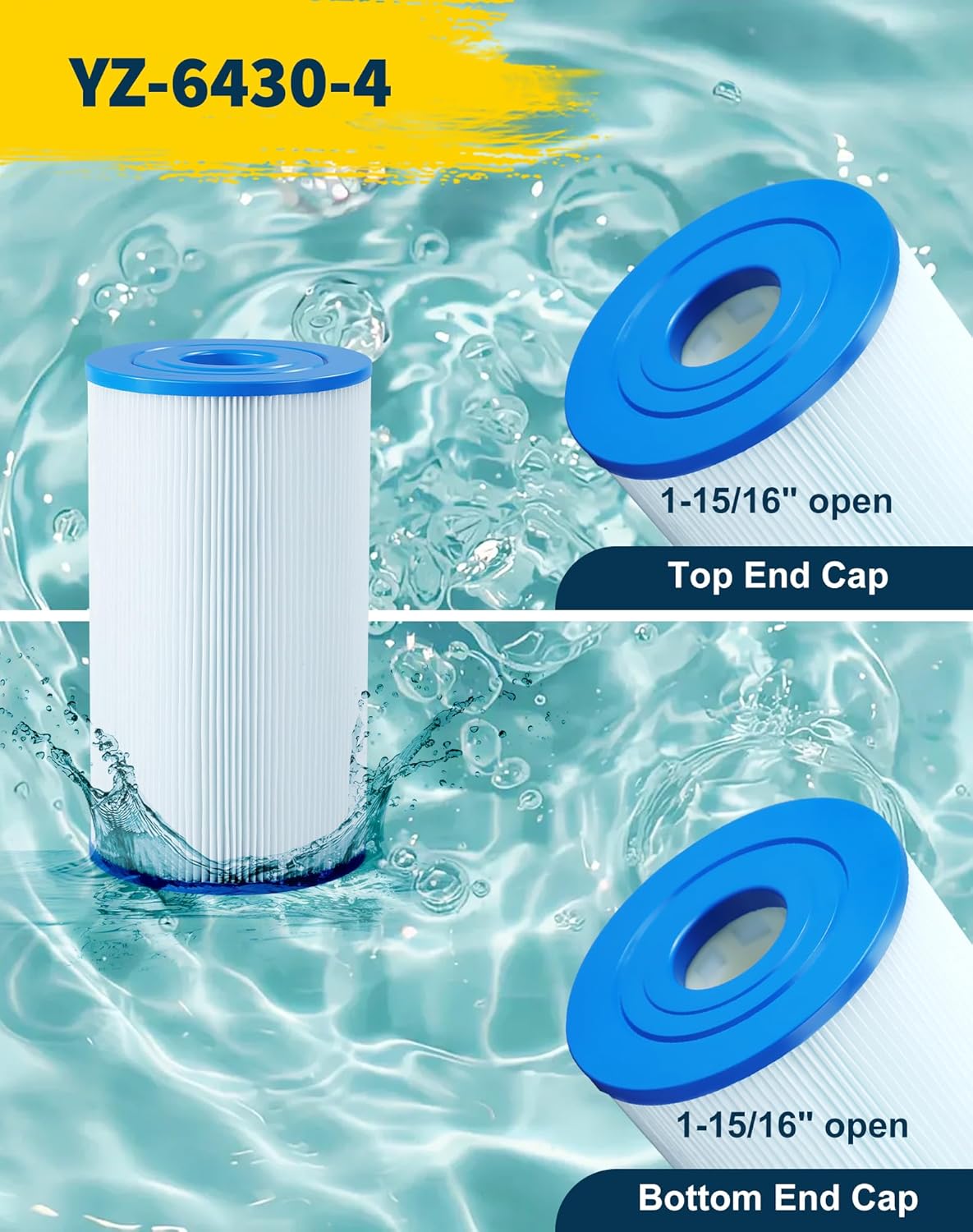 PWK30-EC Spa Filter Cartridge Replaces for C-6430,FC-3915, CCP498, 13004, AK-5005, XLS-602, FC-3915M, Hot Springs 31489, Darlly 60307, 30 sq.ft Drop in Hot Tub Filter-4 Pack