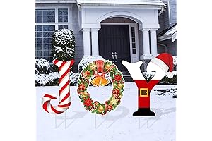 Blulu 3 Pieces Joy Letter Lawn Decorations Outdoor Joy Letters Christmas Outdoor Decoration
