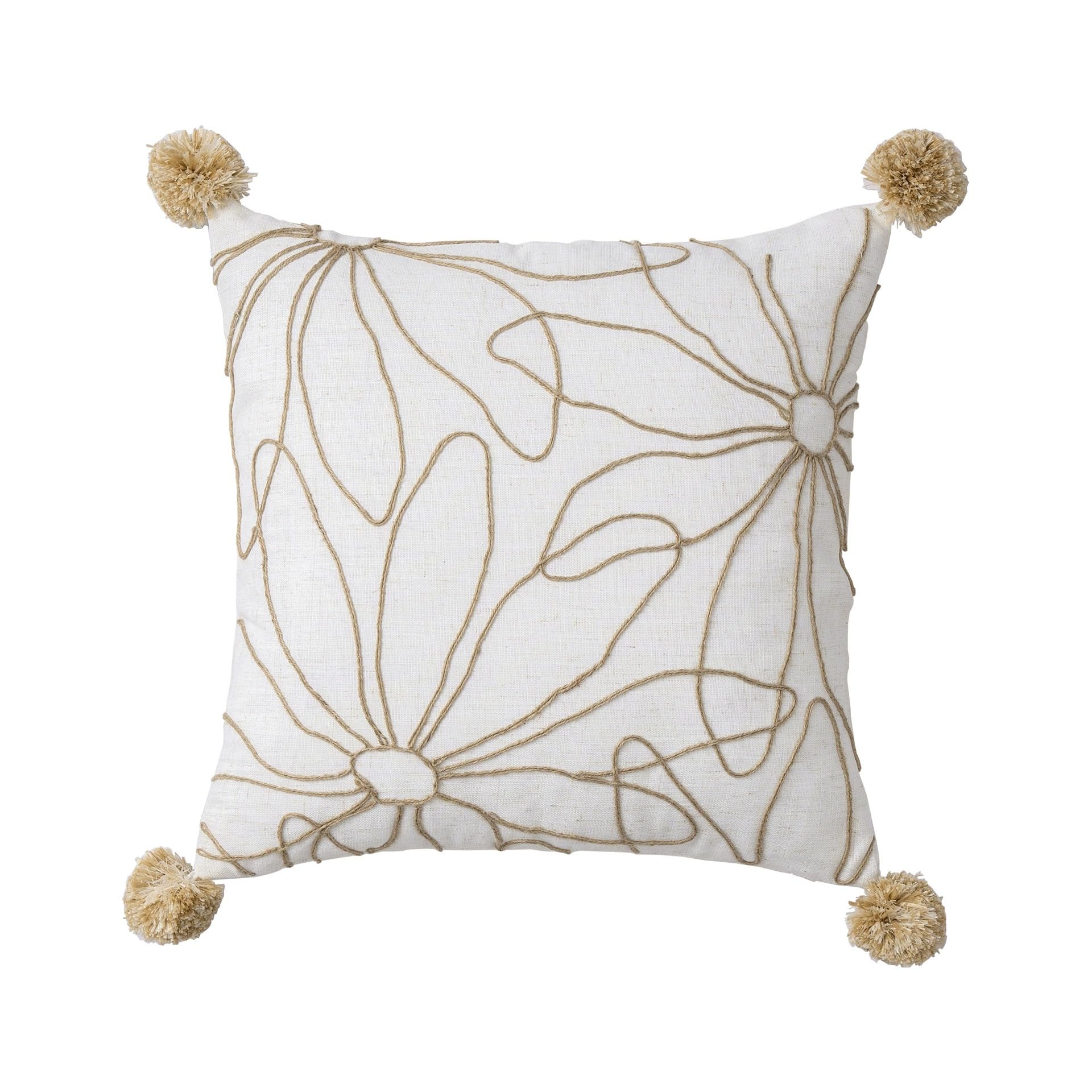 Housse de coussin tournesol brodé MOCOFO marron clair 45x45 cm