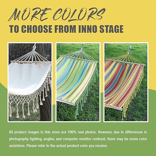 Miniatura 8 de Hamaca doble para dos personas - Hamaca artesanal de algodón natural estilo Boho con correas para árboles, para interior, exterior, patio, pórtico,