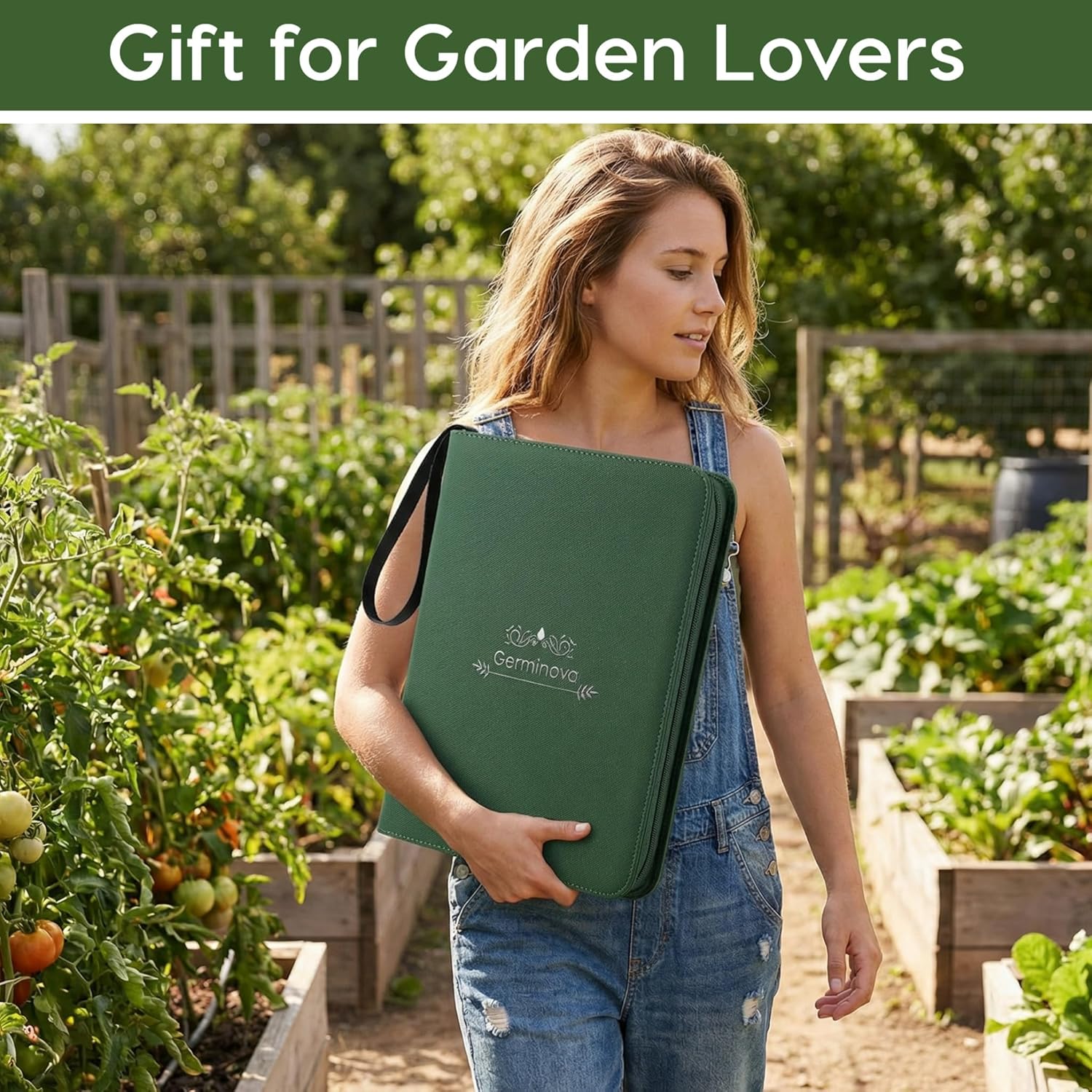 Seed Storage Binder Organizer with Zipper that Holds 120 Seed Envelopes, 3 Ring Binder with 30 Sheet Protectors & 84 Labels, Waterproof Garden Seed Book Holder with Handle for Flower Vegetable Packets
