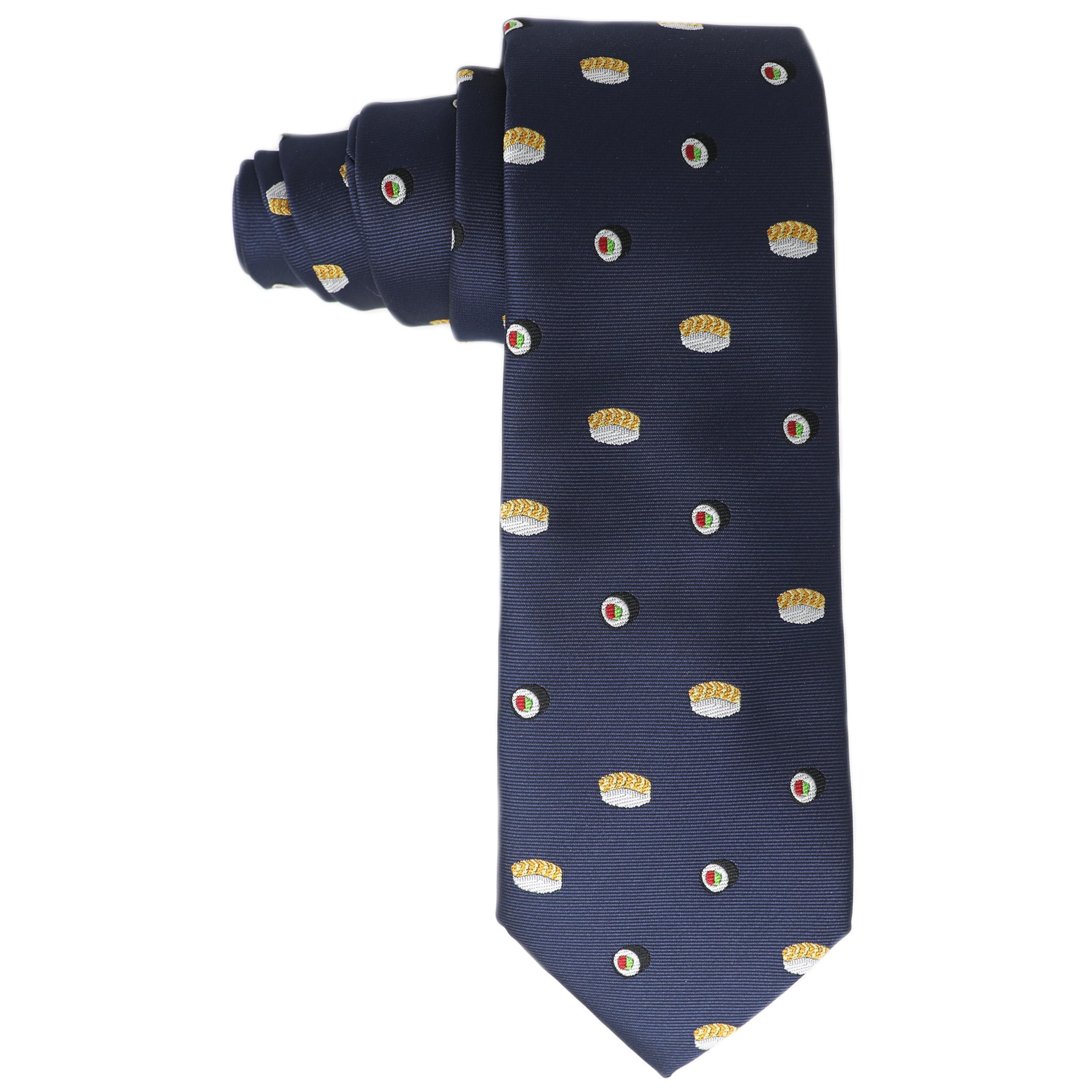 MENDEPOT Novelty Drink And Food Pattern Men Necktie With Gift Box Cheese Tie Bread Necktie Father's Day Birthday Gift Tie (Sushi)