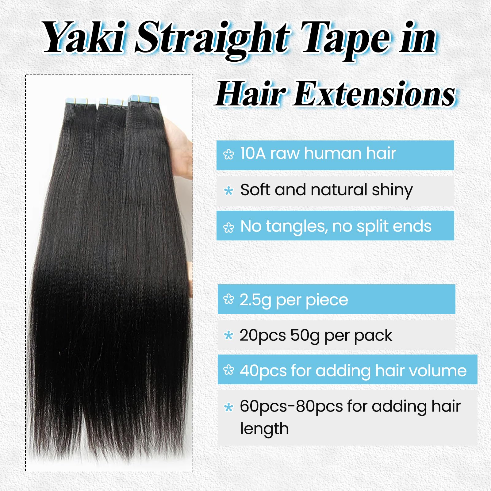24-Inch Remy Human Hair Tape-In Extensions, 50g, Reusable, Hand-Tied Weft Amazon.com : 24inch Tape In Hair Extension 100% Real Human  main image 4