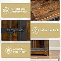 Vista 6 de Rovibek Mueble apilable para perrera de 86 pulgadas con divisor extraíble y 3 puertas, muebles de jaula doble para 2 perros, muebles esquineros