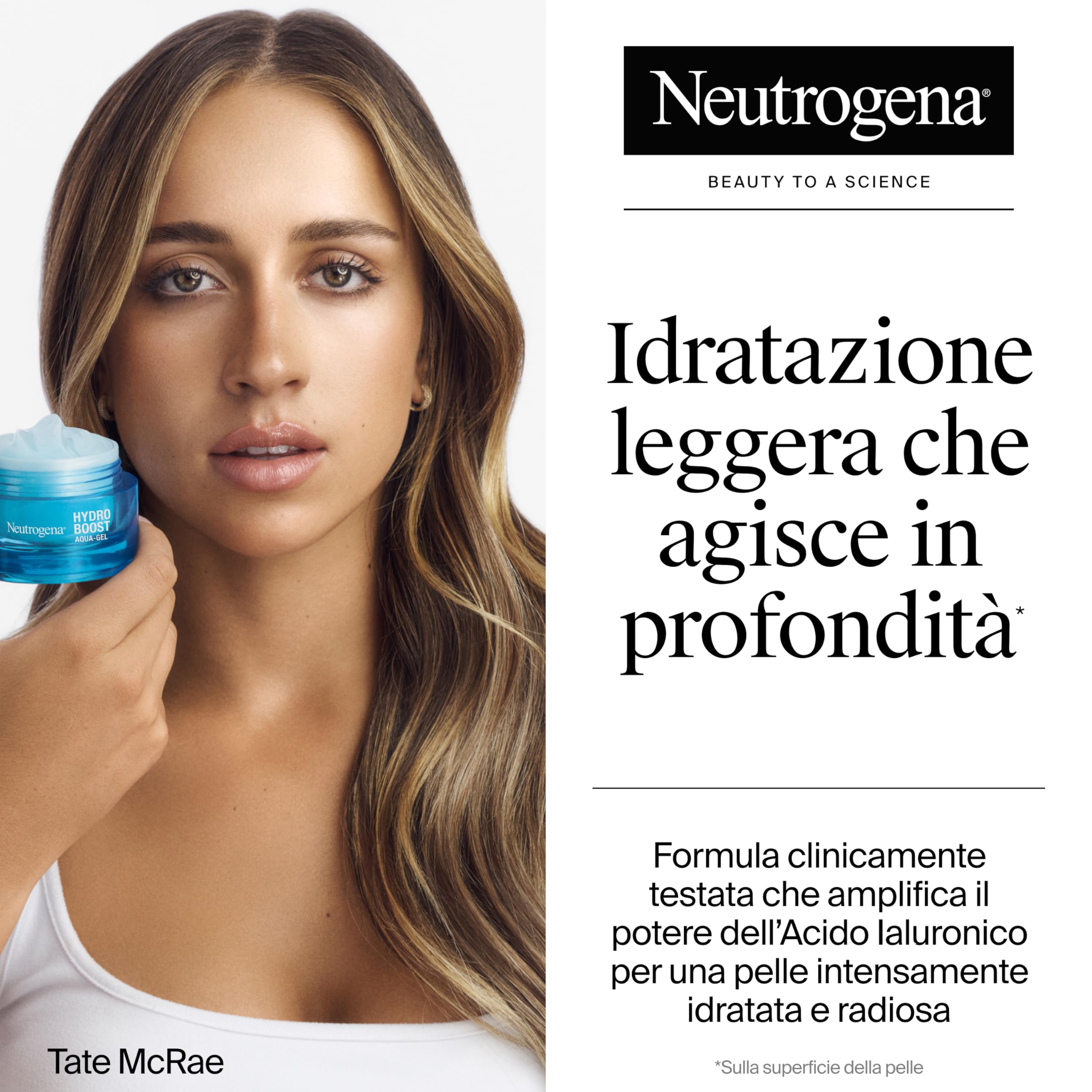 Neutrogena Hydro Boost Acqua Gel, Crema idratante viso in gel leggero a base acqua, Crema viso Acido Ialuronico per un'idratazione intensa, Ideale per pelle mista e sensibile, 50 ml