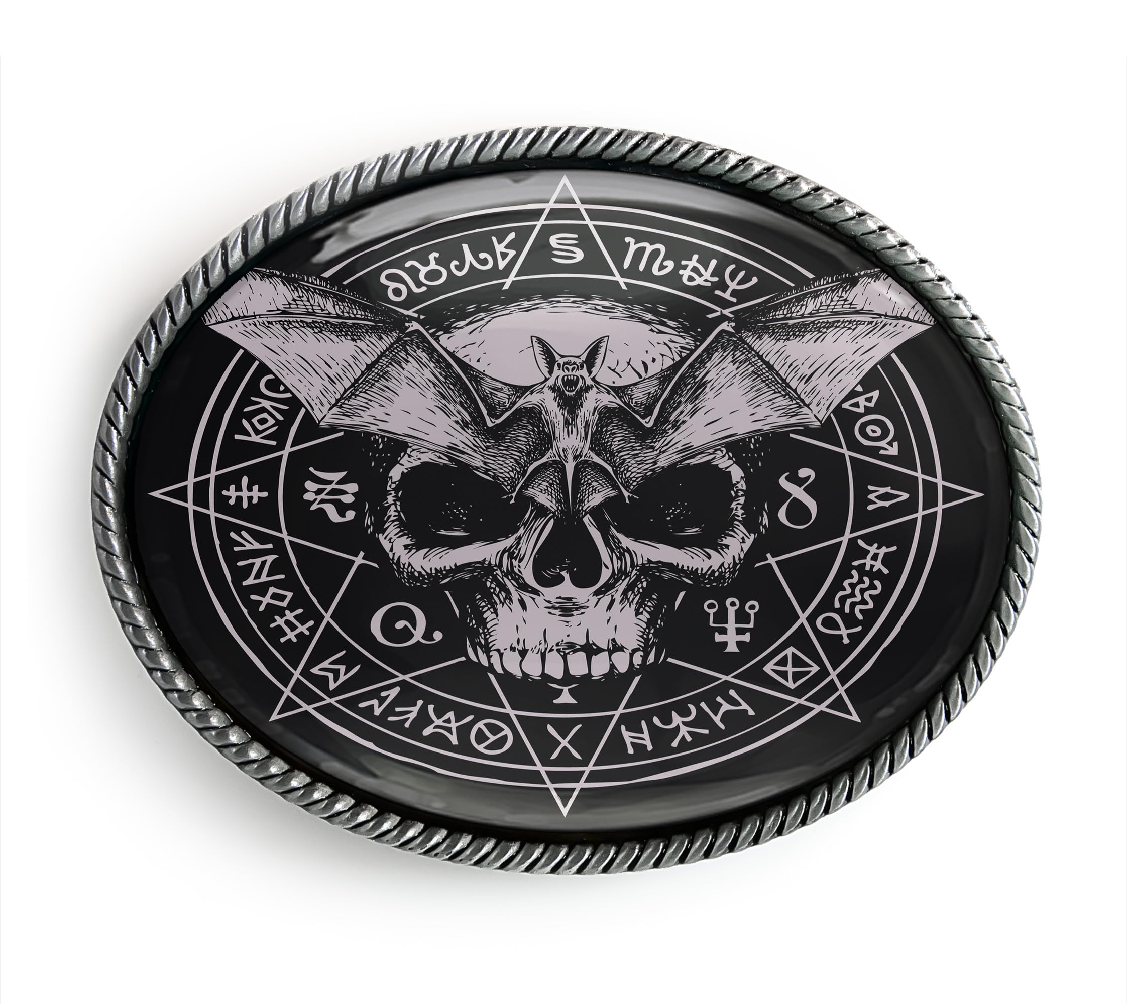 Occult Witchcraft Belt Buckle - Gothic Bat Skull Handmade Artisan Buckle