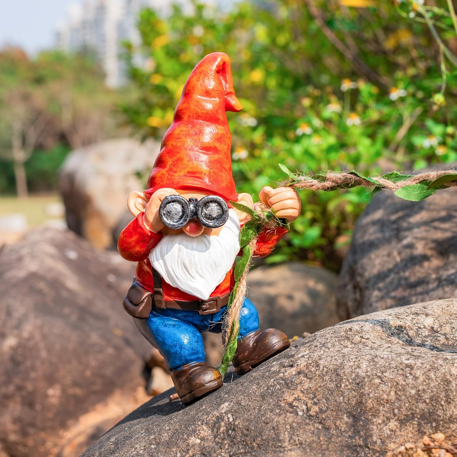 Hanging Gnome Garden Statue Funny Climbing Gnomes with Telescope Tree Hugger for Outdoor Lawn Home Patio Yard Art Decoration Christmas Birthday Gifts for Mom Women - Image 3