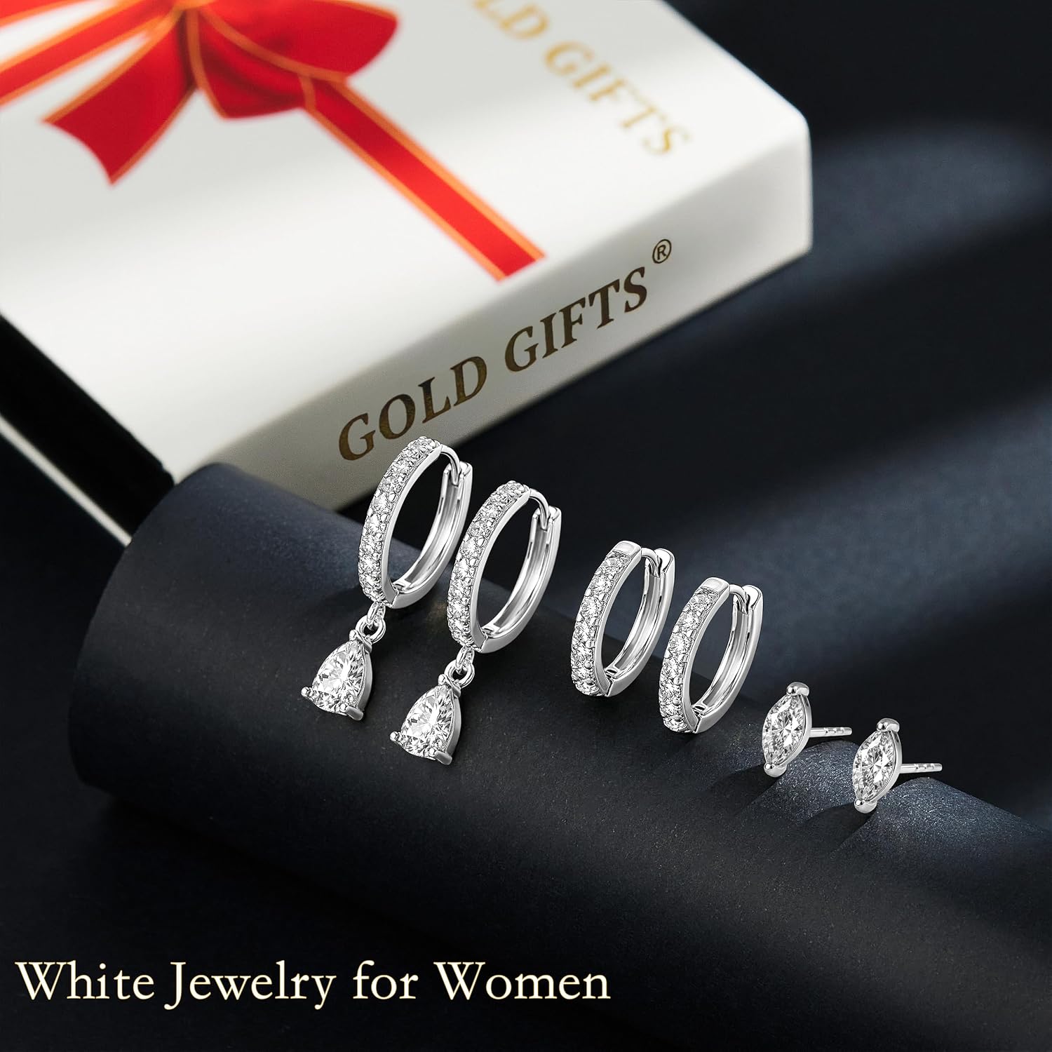 14K Gold Plated Small Huggie Hoop Earrings Set for Women, Hypoallergenic Dainty Sterling Silver Dangle Studs for Cartilage Helix, Lightweight Trendy Cute Stack Birthstone Jewelry Gift