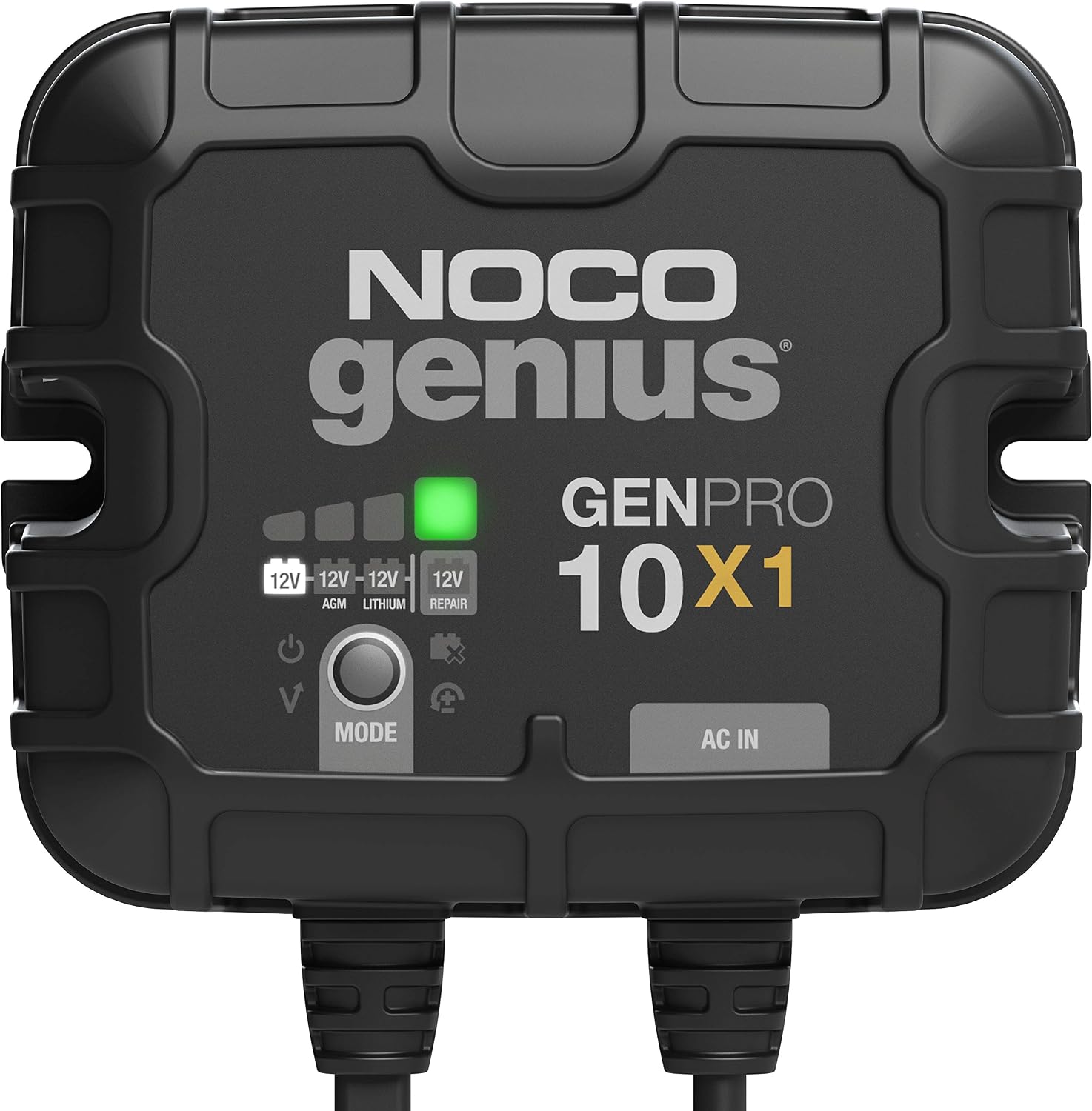 GENPRO10X1 12V 10A 1-Bank OnBoard Marine Battery Charger & Maintainer | Charges 1 Battery at Once, IP68 Waterproof, Overcharge Protection, Temperature Compensation, For Lead-Acid & Lithium