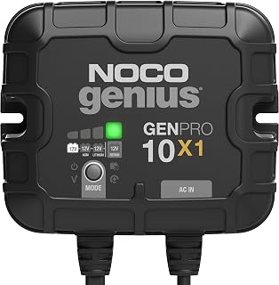NOCO GENPRO10X1 10A 1-Bank Waterproof Onboard Battery Charger for Marine Lead-Acid & Lithium Batteries - IP68, Temp Compensated