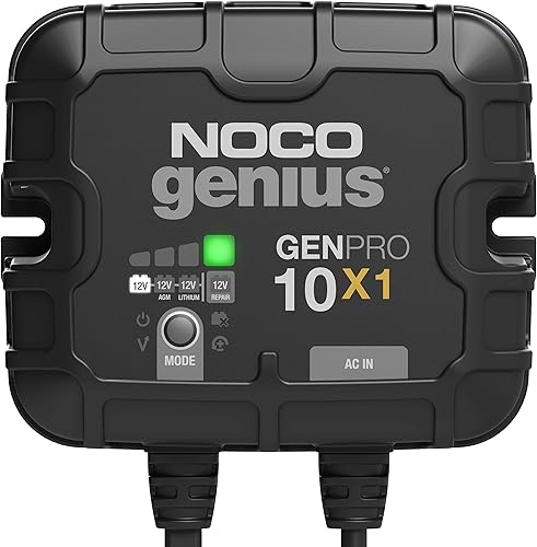 NOCO Genius GENPRO10X1, 1 banco, 10 amperios (10 amperios por banco) cargador inteligente completamente automático, cargador de batería a bordo de