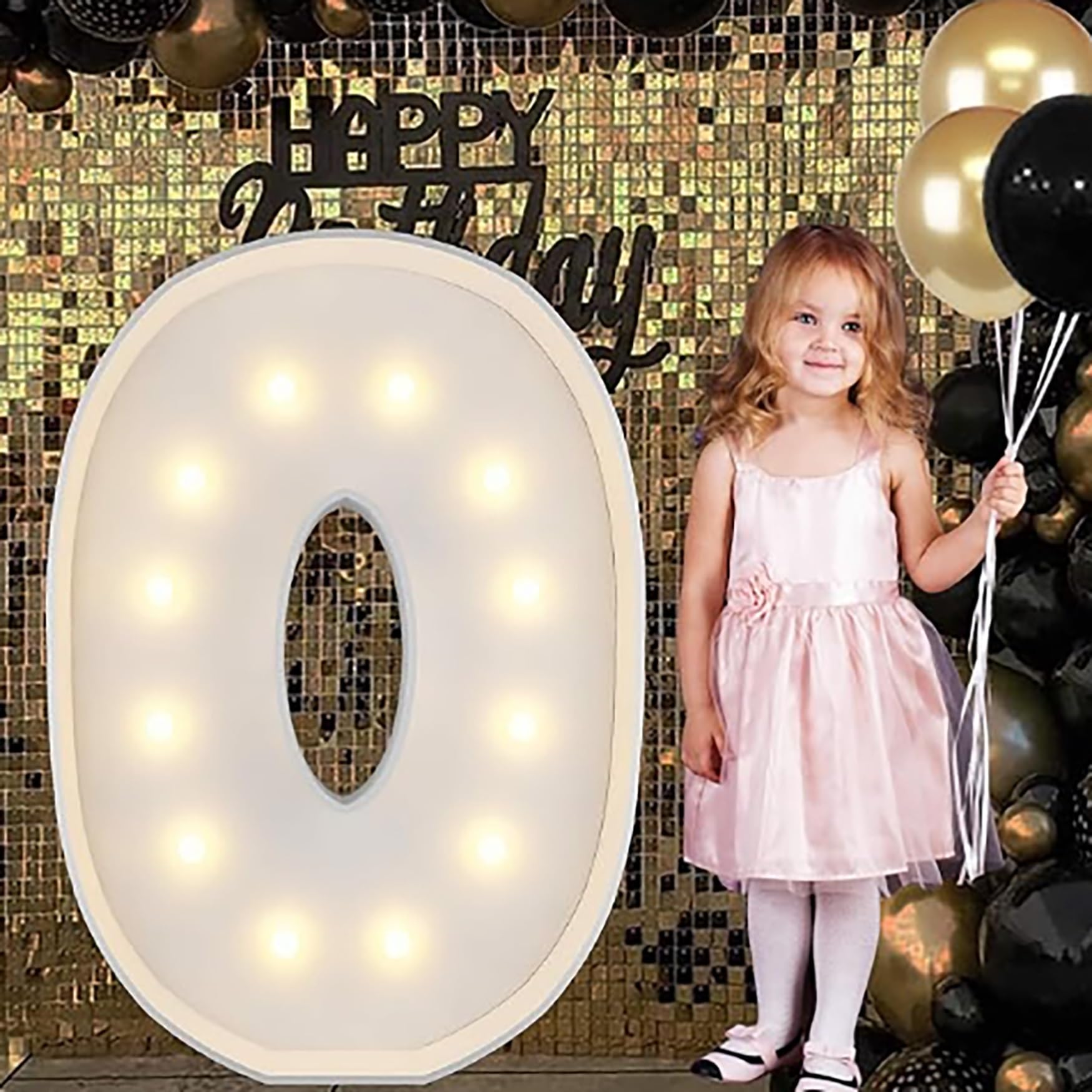 Alphabet LED Lights, 4ft Large Marquee Cardboard Letters For Birthday, Graduation Decorations Wedding Home Decoration(O,120cm/4ft)