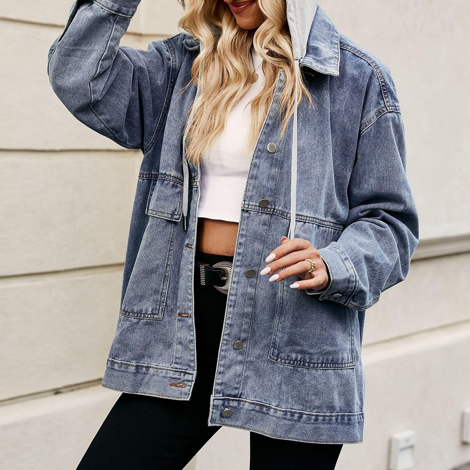 Soupliebe Giacca Da Donna Jeans Giubbino Ampia Spolverino Trendy Sovradimensionata Abito Street Style Abbigliamento Comfortevole Adattabile Giubbotto Primaverile Coat