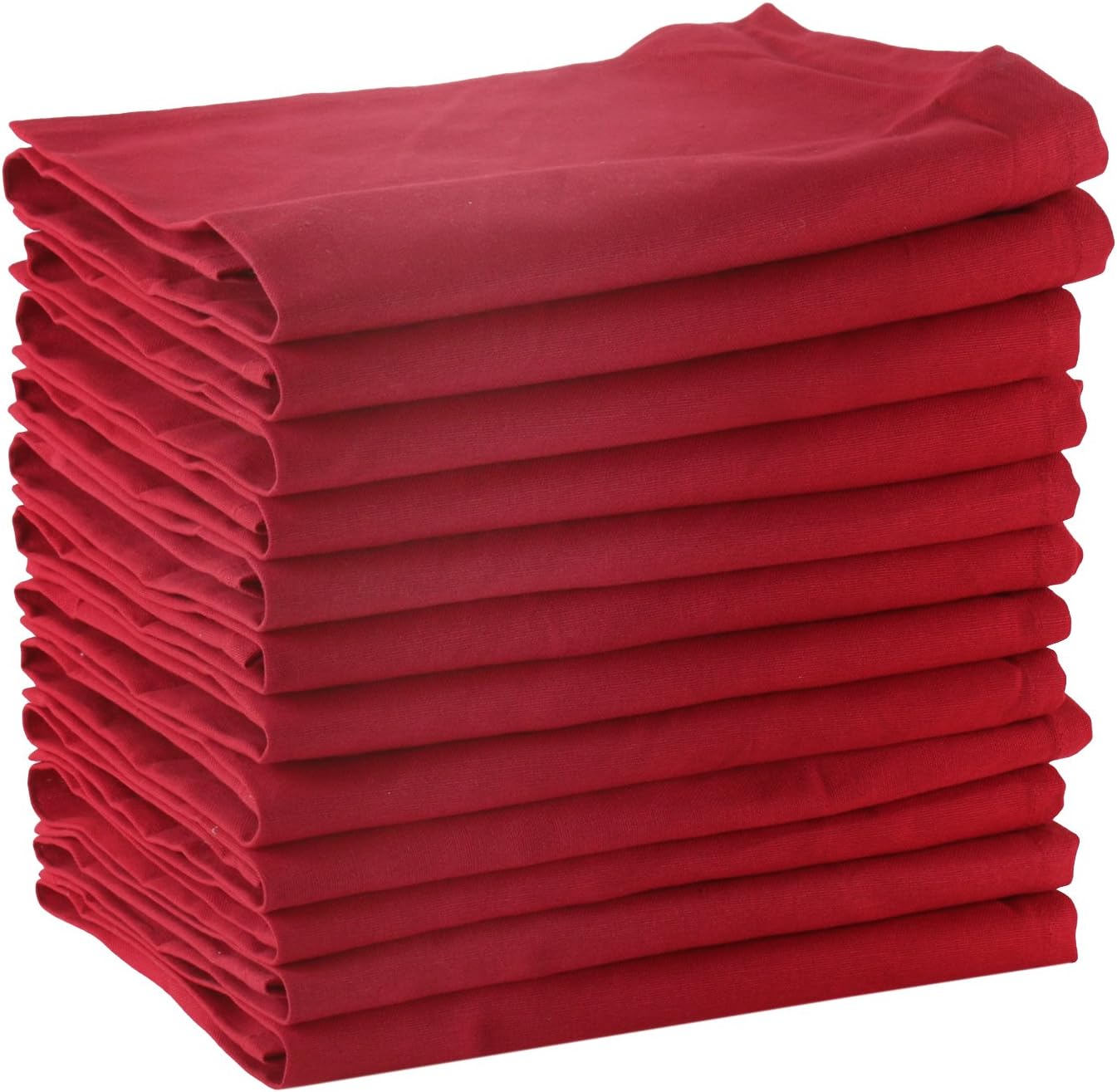 DG Collections Cotton Dinner Napkins Red, Set of 12 (20 x 20 Inches), Over Sized, Embroidery and Print, Lint Free, Quick Dry, Hemmed with Mitered Corners