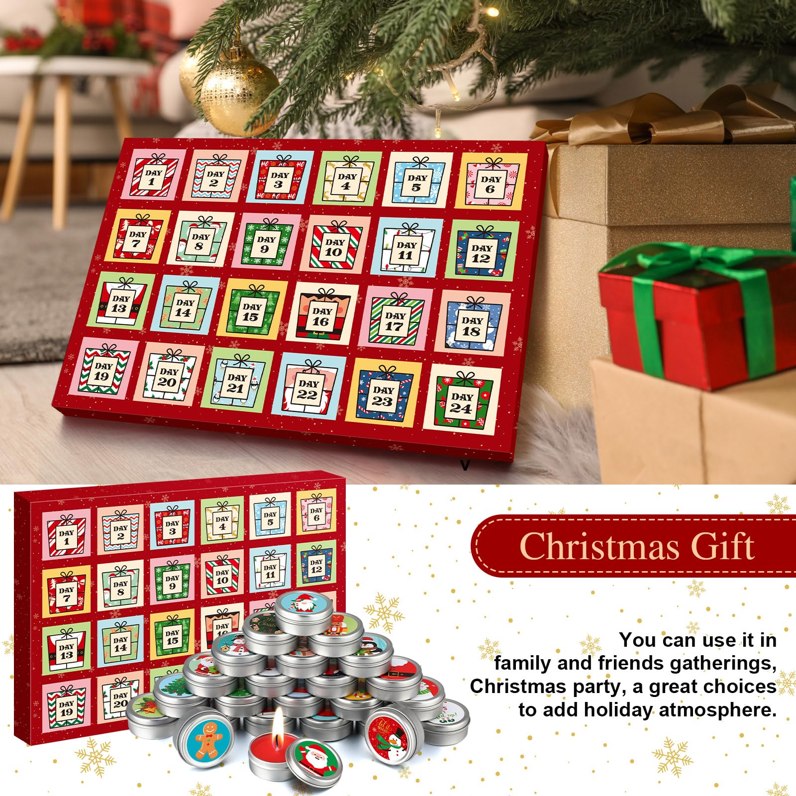 MTLEE 24 Stück Adventskalender 2026 Kerzen 24 Tage Weihnachten Countdown Geschenke