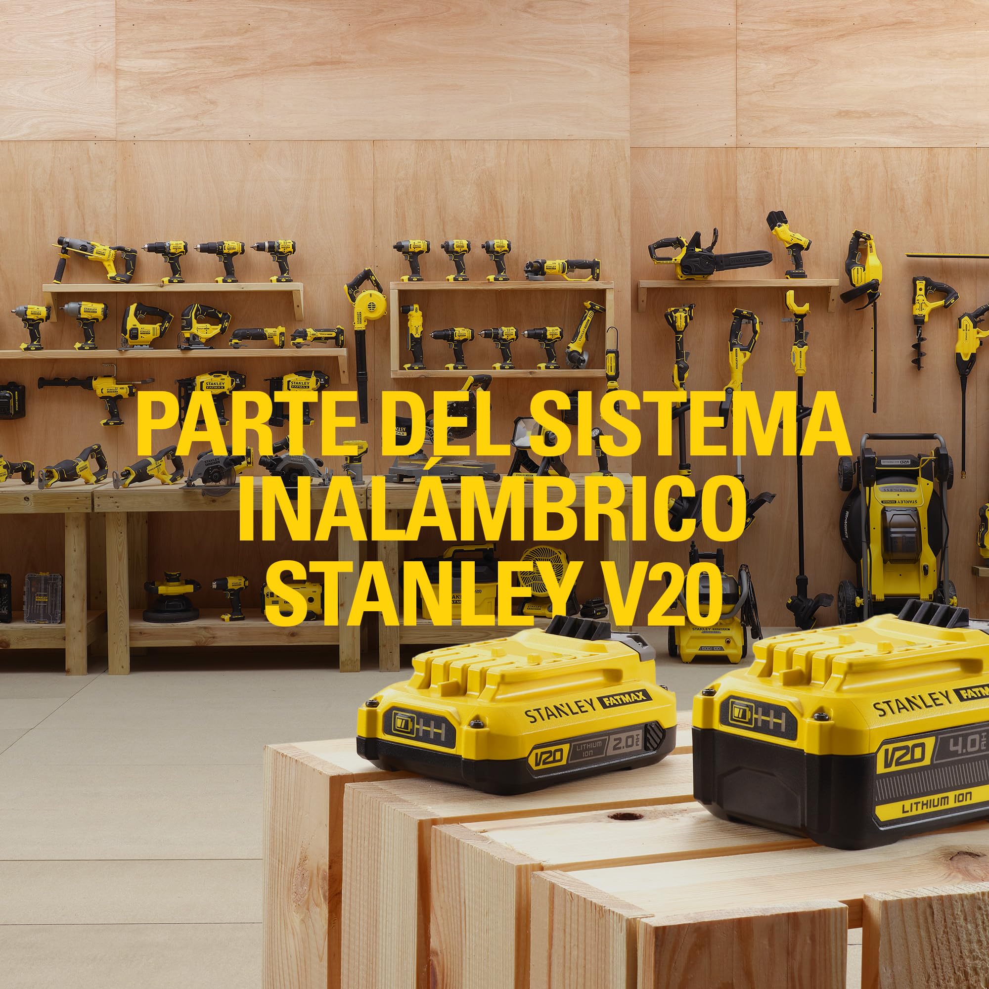 STANLEY V20 Cortacésped sin escobillas de 34 cm, incluye batería de iones de litio de 4 Ah y cargador de 2 A, 18 V, SCMWP3401M1-QW
