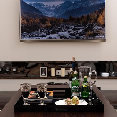 Miniatura 68 de Bandeja de acrílico transparente resistente con asas de 12 x 12 x 2 pulgadas de alto, a prueba de derrames, bandejas decorativas, organizador