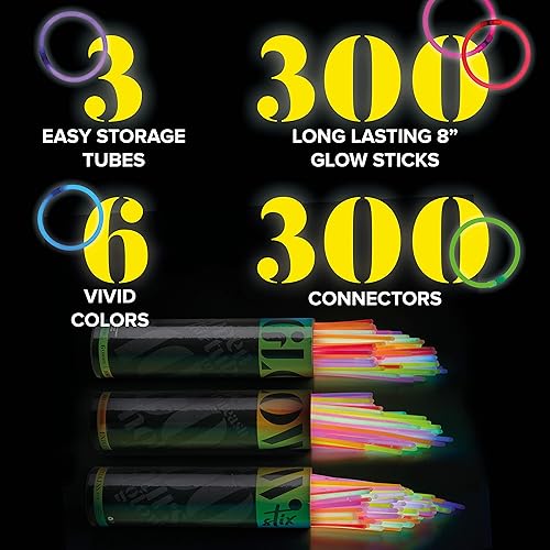 Miniatura 2 de Dragon Too Paquete de 300 varillas luminosas y conectores a granel para fiestas, palos brillantes de 8 pulgadas, diversión para niños y adultos