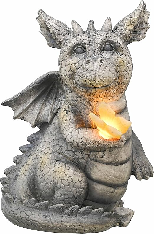 TERESA'S COLLECTIONS Dragon Decor Garden Statues & Sculpture with Solar Outdoor