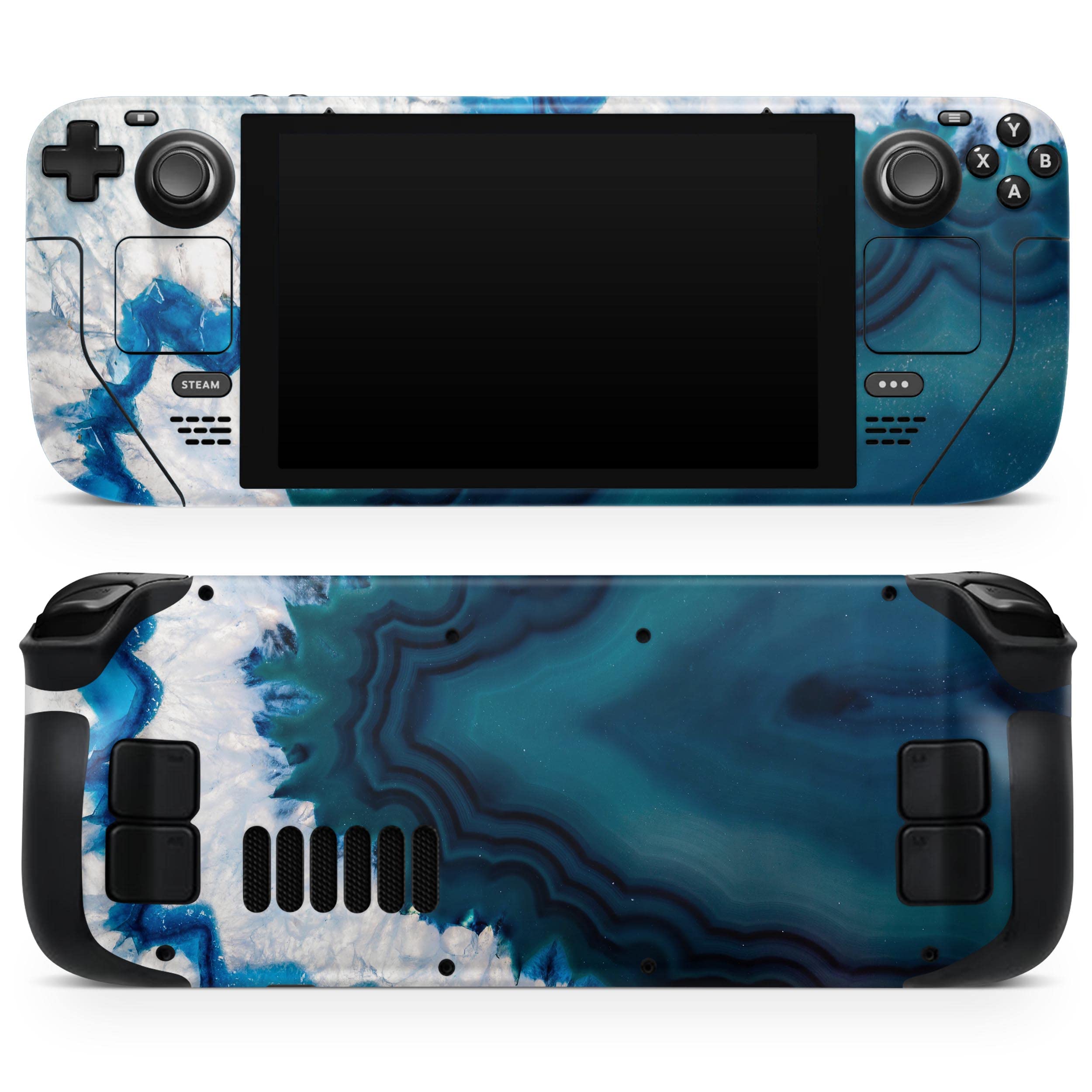 Compatible with Steam Deck - Skin Decal Protective Scratch-Resistant Removable Vinyl Wrap Cover - Bright Blue Agate Slice