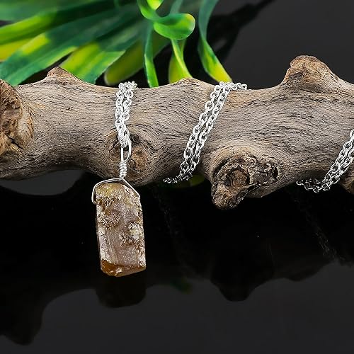 Miniatura 2 de Crystalines Natural Raw Chrome Sphene Gemstone Pendant Necklace, Rough Titanite Sphene Stones Pendant, Handmade Jewelry, Chakra & Healing Crystals,