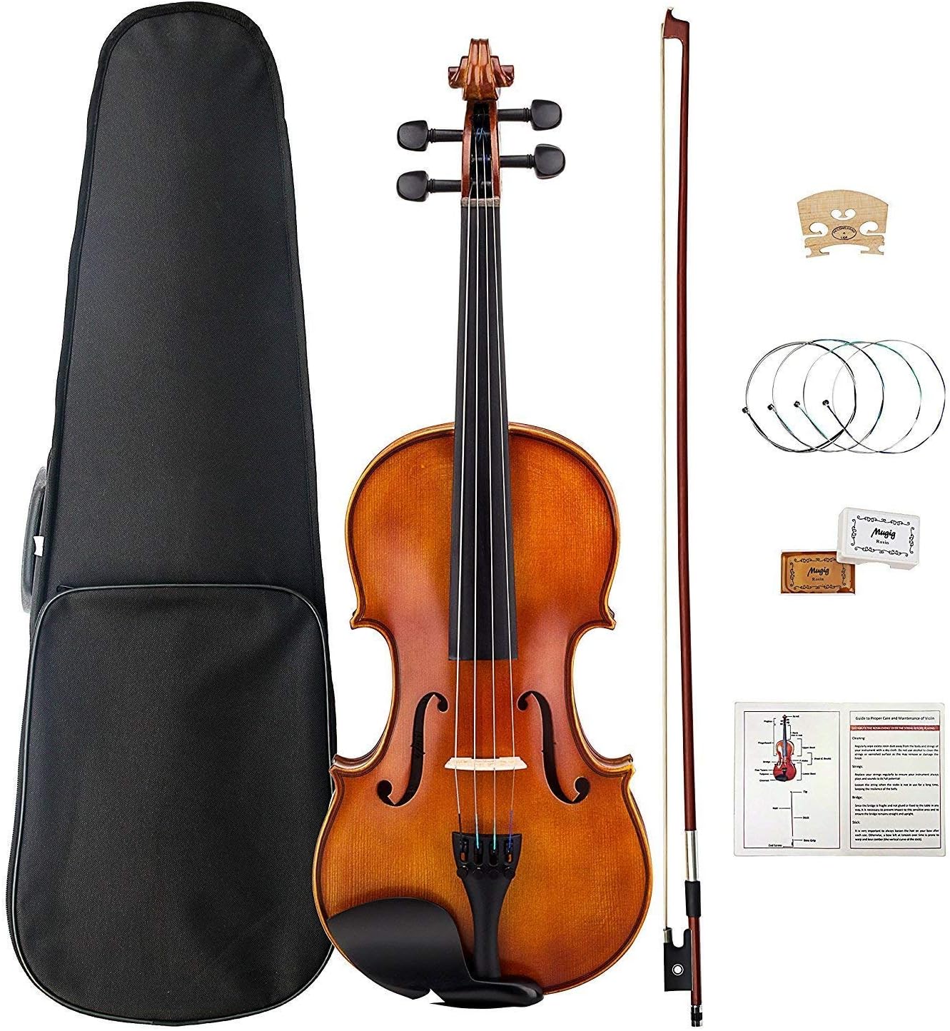 Violin,Professional Violin 4/4 Full-size Hand-made Ebony, Suitable for Professional Students and Beginners, Including Bow, Rosin, Strings, and Case.