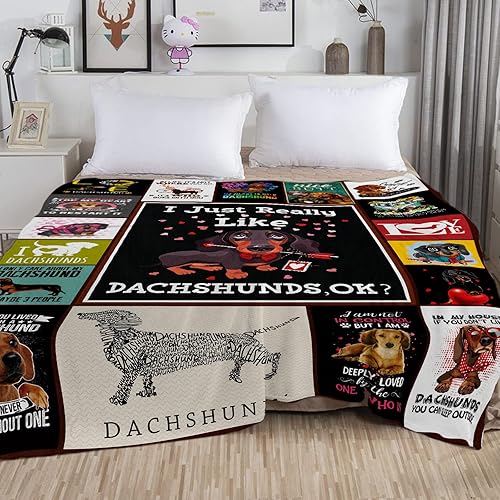 Miniatura 6 de Manta de perro salchicha para los amantes de los perros, manta con texto en inglés "I Just Really Like Dachshund" para adolescentes, súper suave,