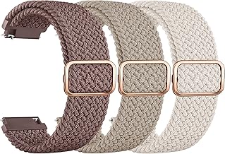 Pack of 3 Elastic Watch Straps 22 mm 20 mm Bracelet with Adjustable Buckle Nylon Braided Sports Watch Strap for Men Women