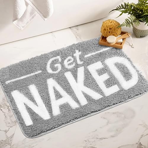 Miniatura 1 de Alfombras de baño con texto en inglés Get Naked, divertidas alfombras de baño antideslizantes y bonitas para decoración del suelo del baño,
