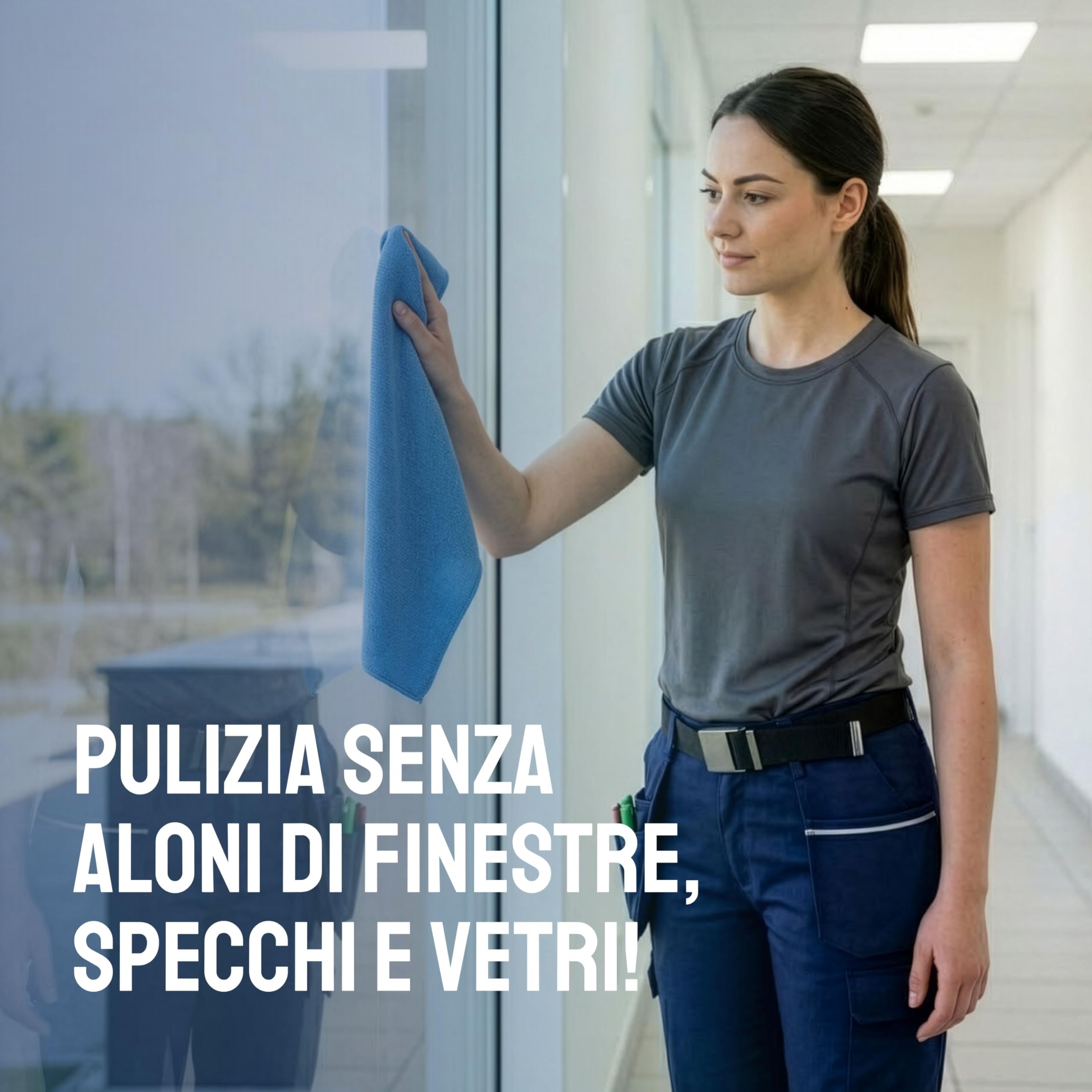 Sonty Panni vetri XL microfibra 50x70 cm – Confezione maxi 10 panni antialone | Panno vetri & panno magico per specchi e cucina | Lavabile 40–90°C (Blu)