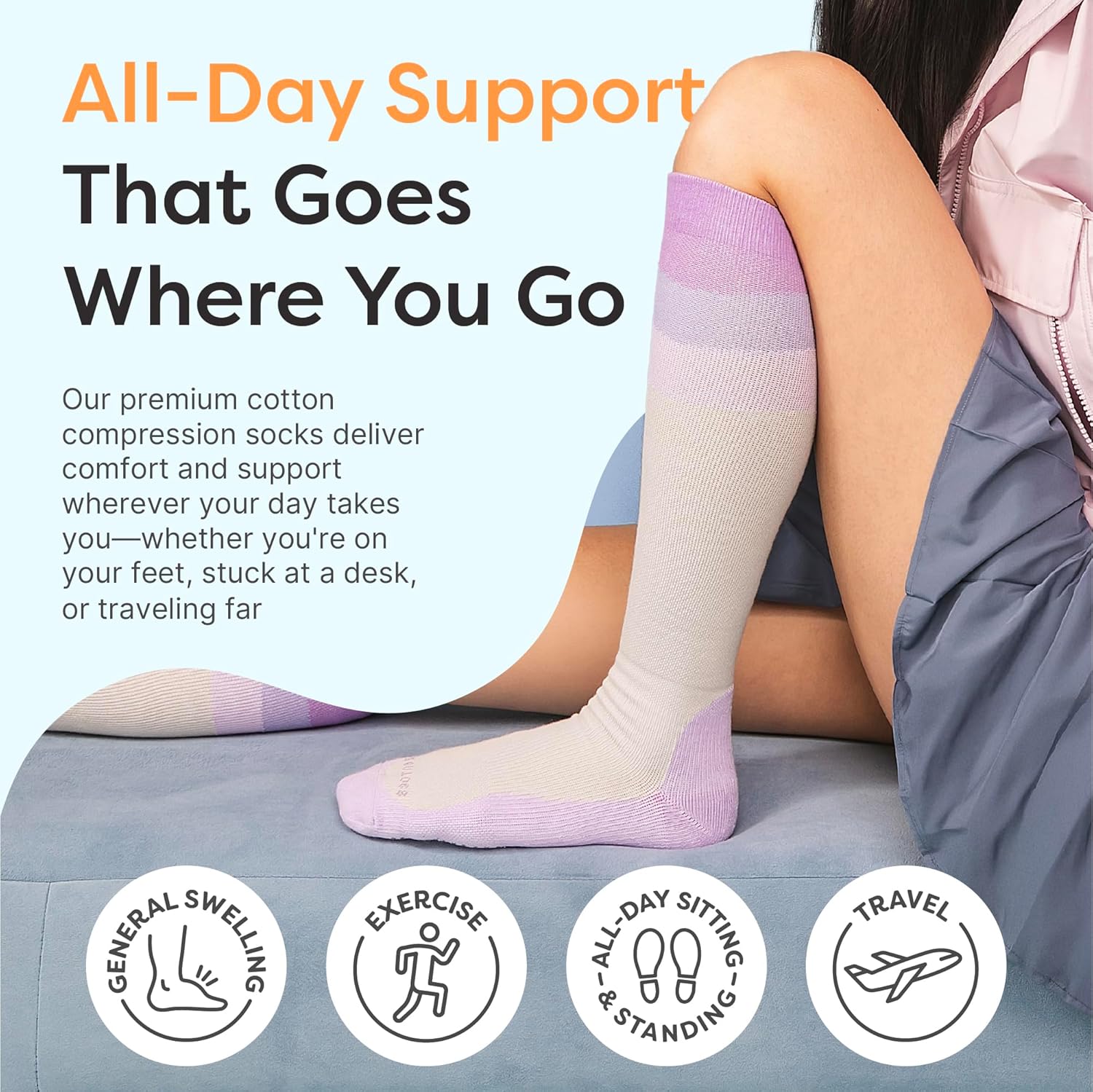 ZenToes Compression Socks for Women & Men, Gradual 15-20mmHg Compression Socks Men With With Anti Slip Grippers - Image 3