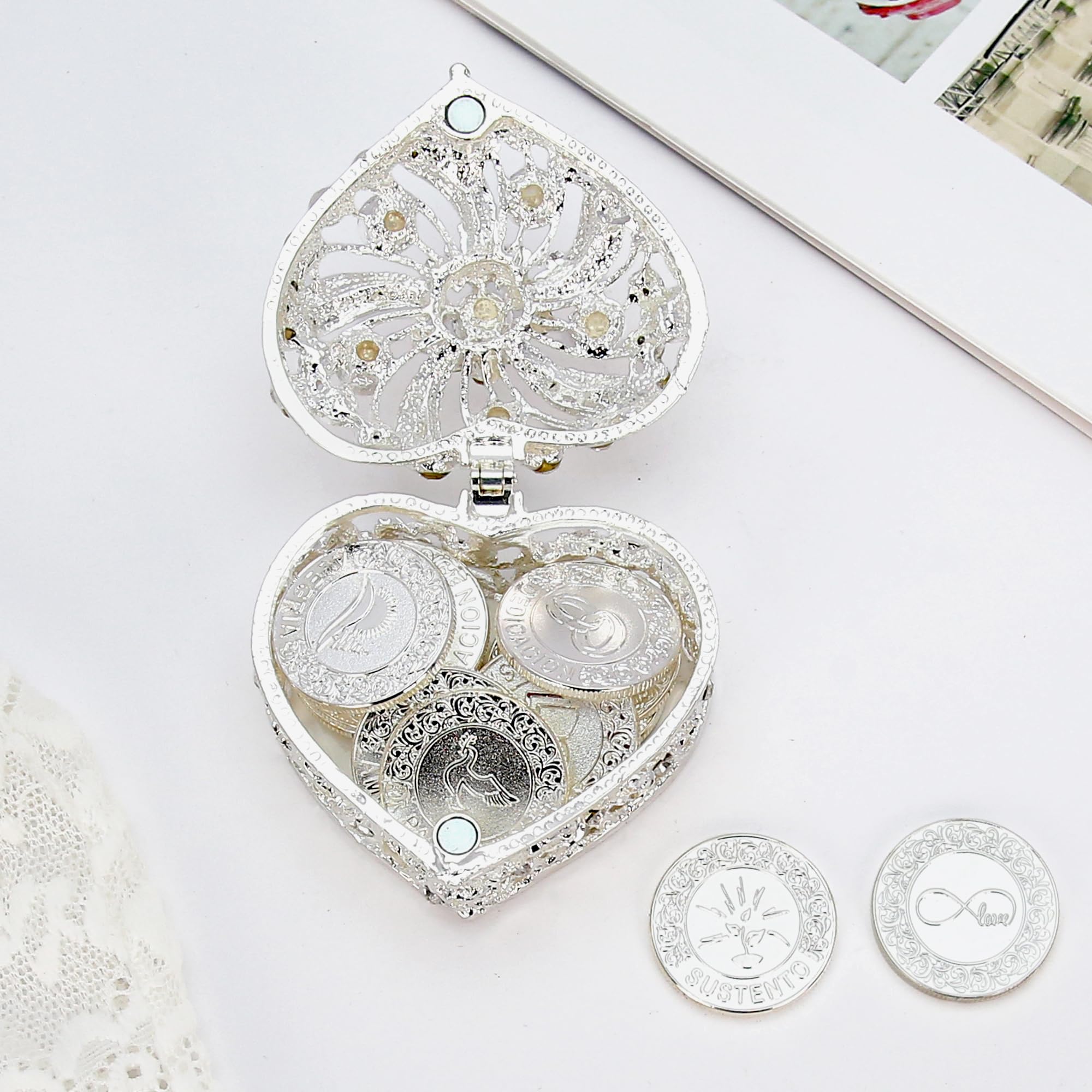 Lingotes De Oro 24k Puro Real TINGKU 13 Palabras Españolas Las Arras Para  Boda Catolica, Conjunto De Monedas De Unidad De Boda Con Caja En Forma De  Corazón, Aras De Matrimonio- Monedas, image size:2000x2000