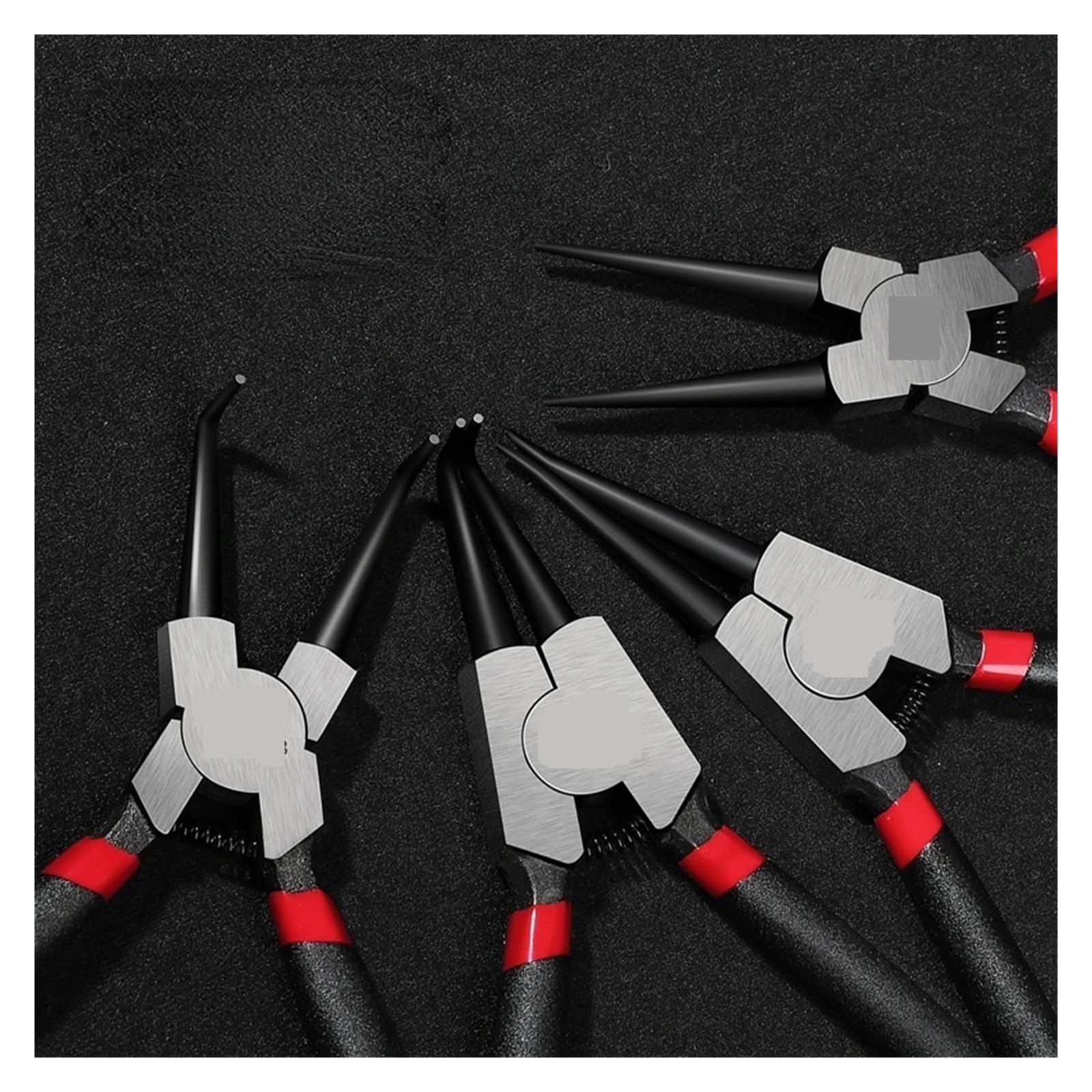 pinze Multifunzione Set di pinze for Anelli Elastici da 7" in 4 Pezzi, con Punta in Acciaio ad Alto tenore di Carbonio, con Ganasce dritte e piegate, Set di pinze manuali