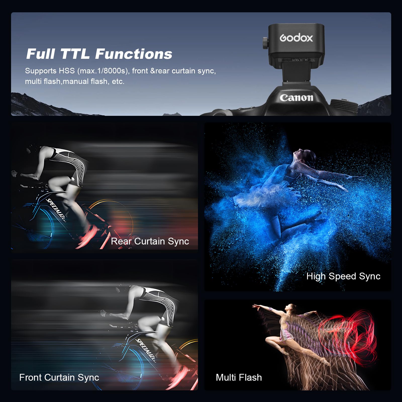 Godox X3C X3 C X3-C TTL bezprzewodowy wyzwalacz lampy błyskowej kompatybilny z aparatem Canon, nadajnikiem lampy błyskowej z ekranem dotykowym OLED, wbudowana bateria litowa + szybkie ładowanie