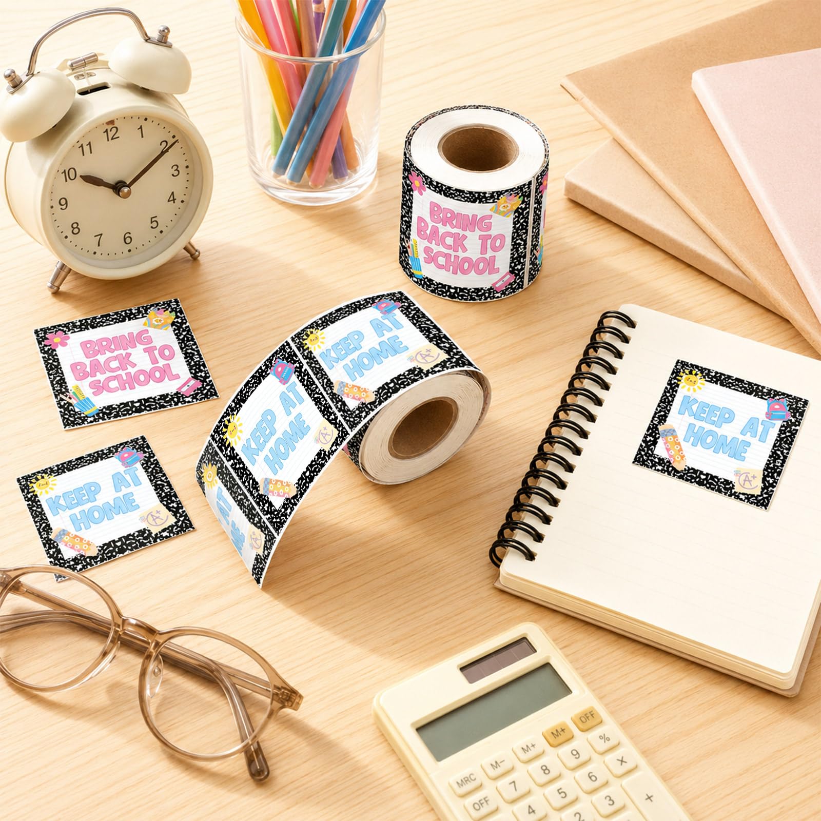 Keep at Home Bring Back to School, 1000 sztuk, naklejki na notatnik, etykiety dla nauczycieli, do szkoły, biura, dekoracji