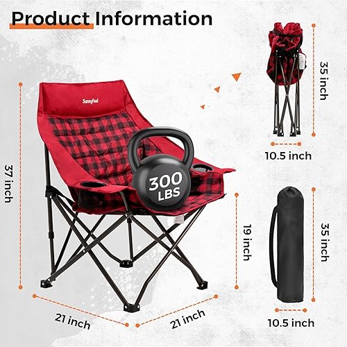 Miniatura 3 de SUNNYFEEL Silla acolchada de gran tamaño rojo conjunto de uno