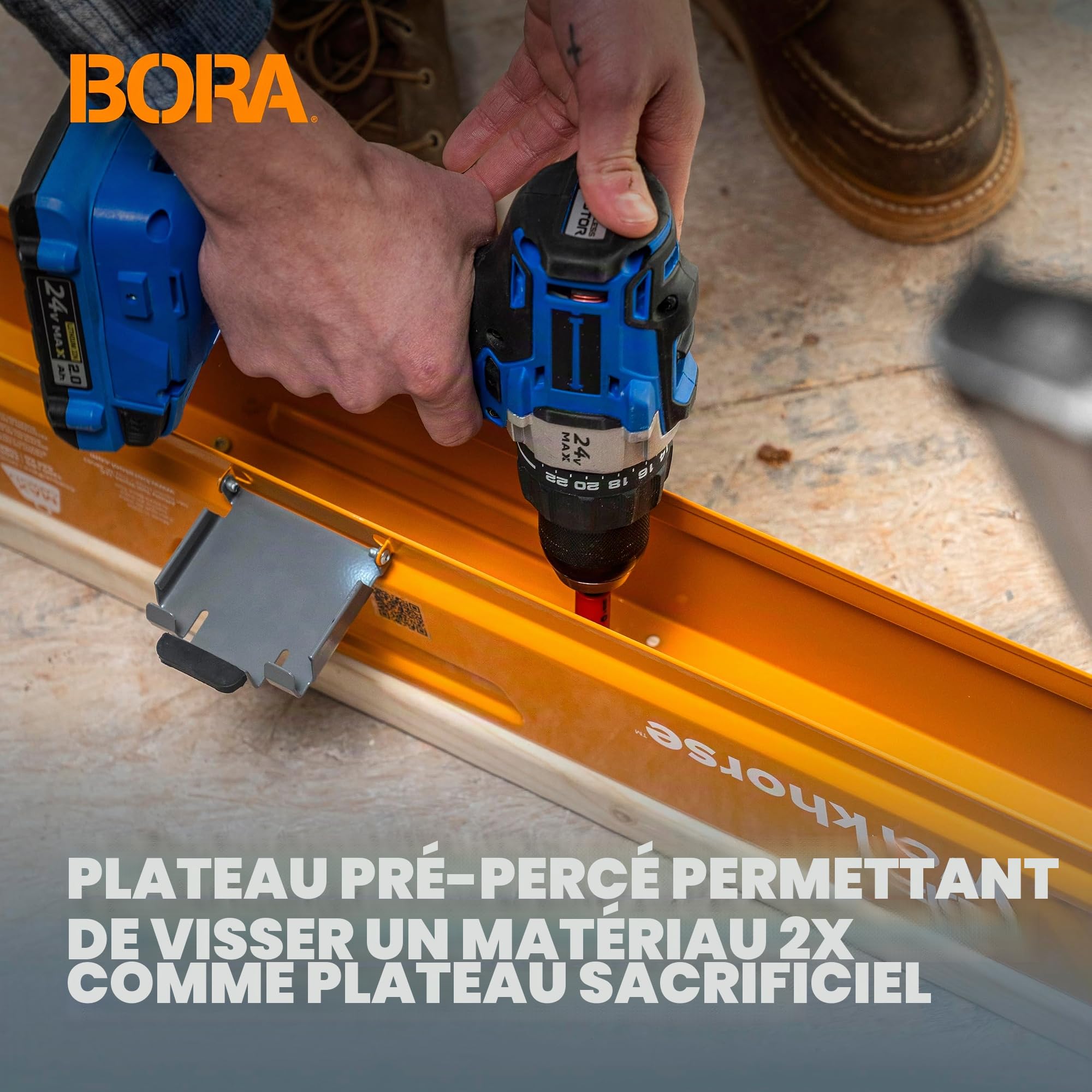 Bora Workhorse PM-3350 Chevalet de sciage avec pieds pliants, dessus en métal pour 2 x 4, chevalet de sciage professionnel robuste pour travail du bois, charpentiers, entrepreneurs