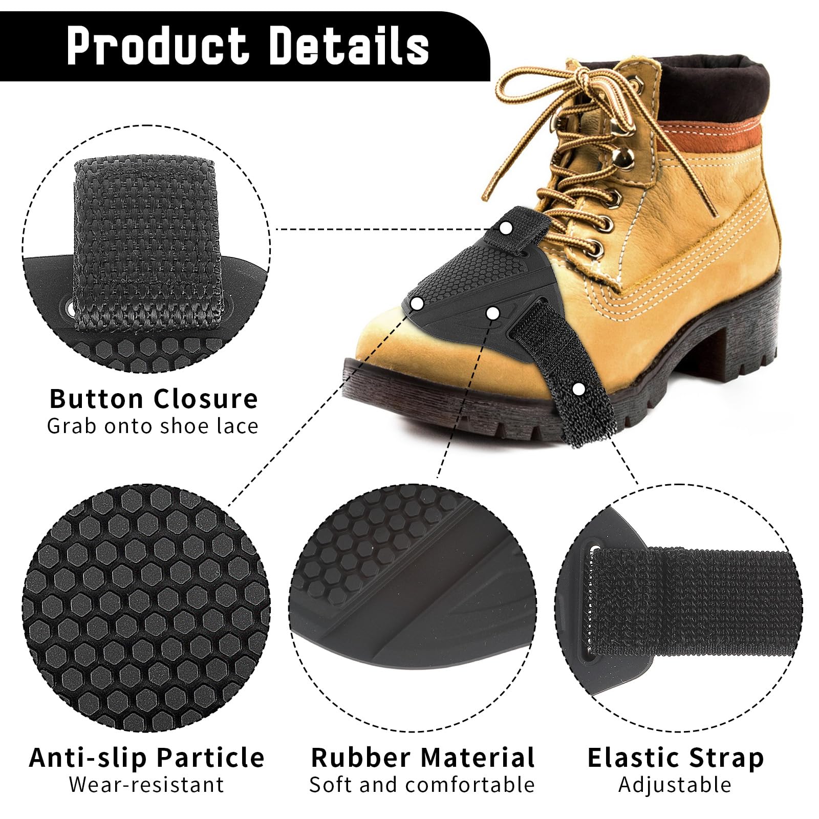 4Pcs Motorcycle Shift Pads, Motorbike Shoes Protector Cover, Protective Motorcycle Boot Cover Adjustable Soft Rubber Pads Gear Accessories for Men Motorcycle Shoe Boot (Black)