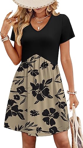 WIHOLL Dresses for Women 2026 Casual Summer V Neck Babydoll