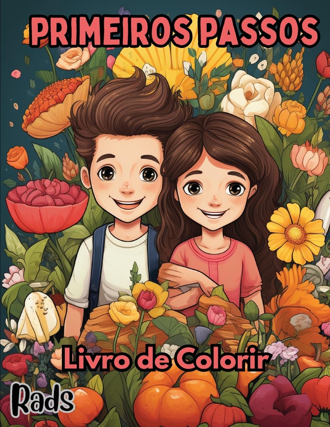 Primeiros Passos: Livro de Colorir com 40 Ilustrações para Iniciantes Incluindo Animais, Flores, Doces, Comidas e Mais