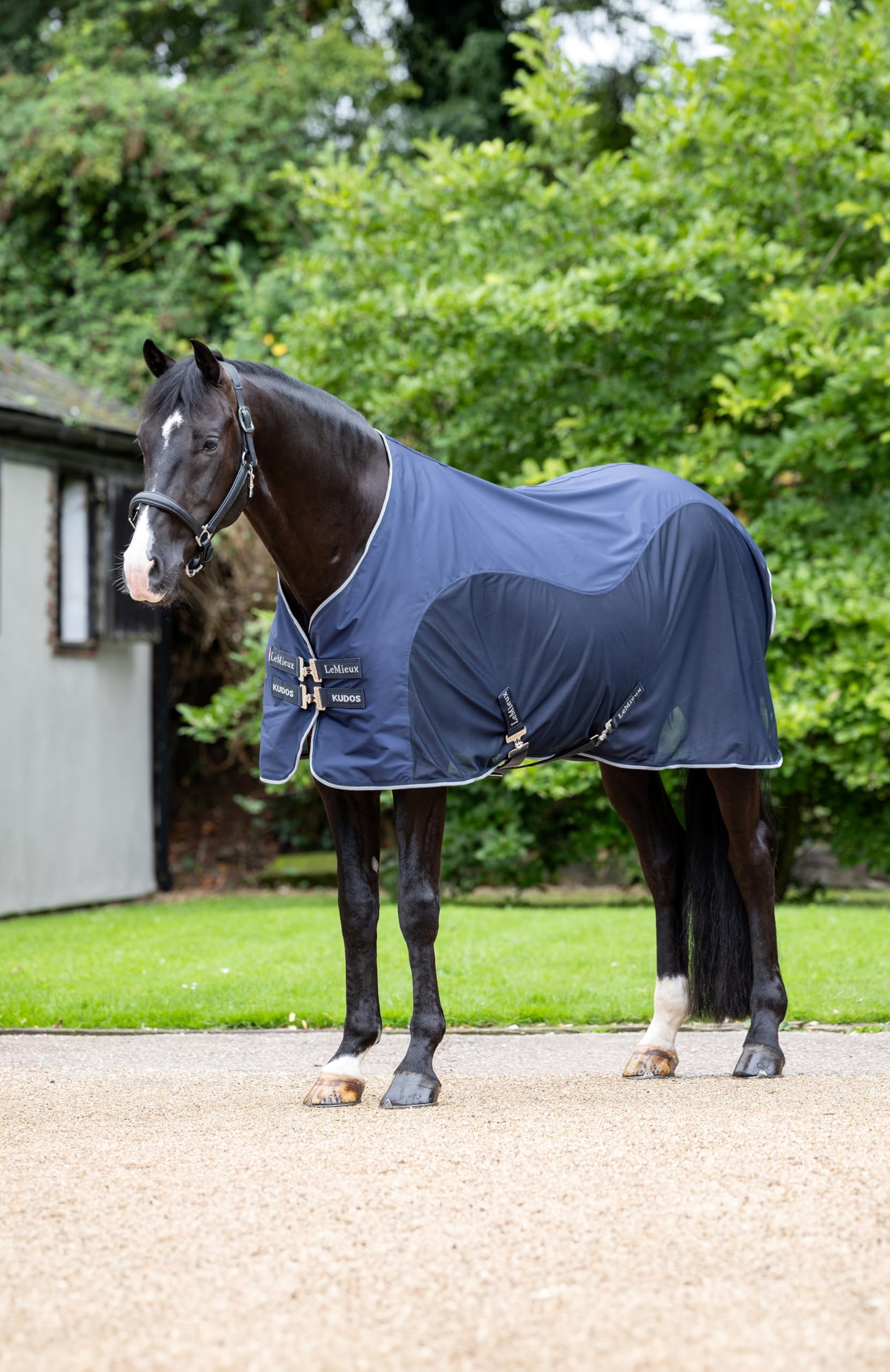 LeMieux Kudos Hybrid Cooler - Horse Rug - Soft Shell Upper and Mesh Lower - Navy - 5ft6
