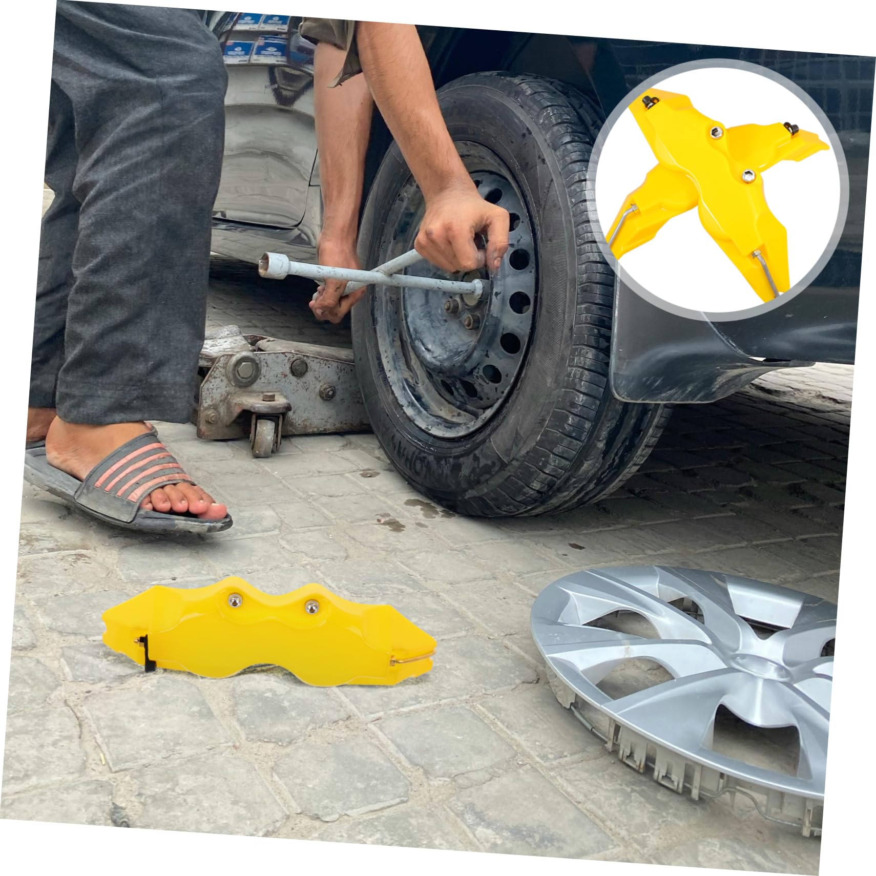 ABOOFAN Set 2 Copri Pinze Freni Gialli in Abs Stile 3d per Copertura Pinza Freno Anteriore e Posteriore Compatibili Ampia Installazione Facile per Auto